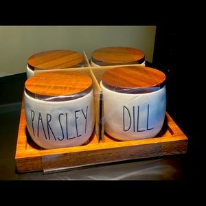 NWT Rae Dunn Ceramic Spice Jars—Set of 4.
